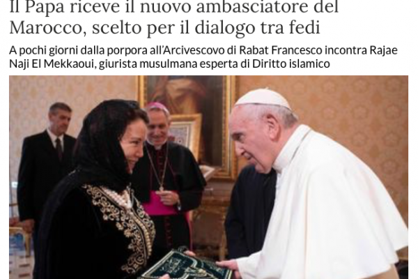 Il Papa riceve il nuovo ambasciatore del Marocco, scelto per il dialogo tra fedi