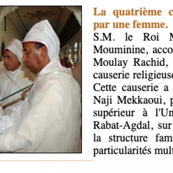 La quatrième causerie religieuse, animée par une femme.